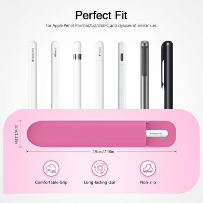 MoKo Pencil Case Holder, Adhesive Silicone Pencil Protected Sleeve Compatible with Apple Pencil Pro/ (USB-C)/ 1st/ 2nd Generation, Similarly Sized Styluses Accessories, Black