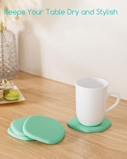 Diatomaceous Earth Coasters,3.9"x3.9", Quick-Dry, Absorbent, Heat-Resistant, Modern Stone Design, Dark Gray, Irregular Shape (2, Grey)