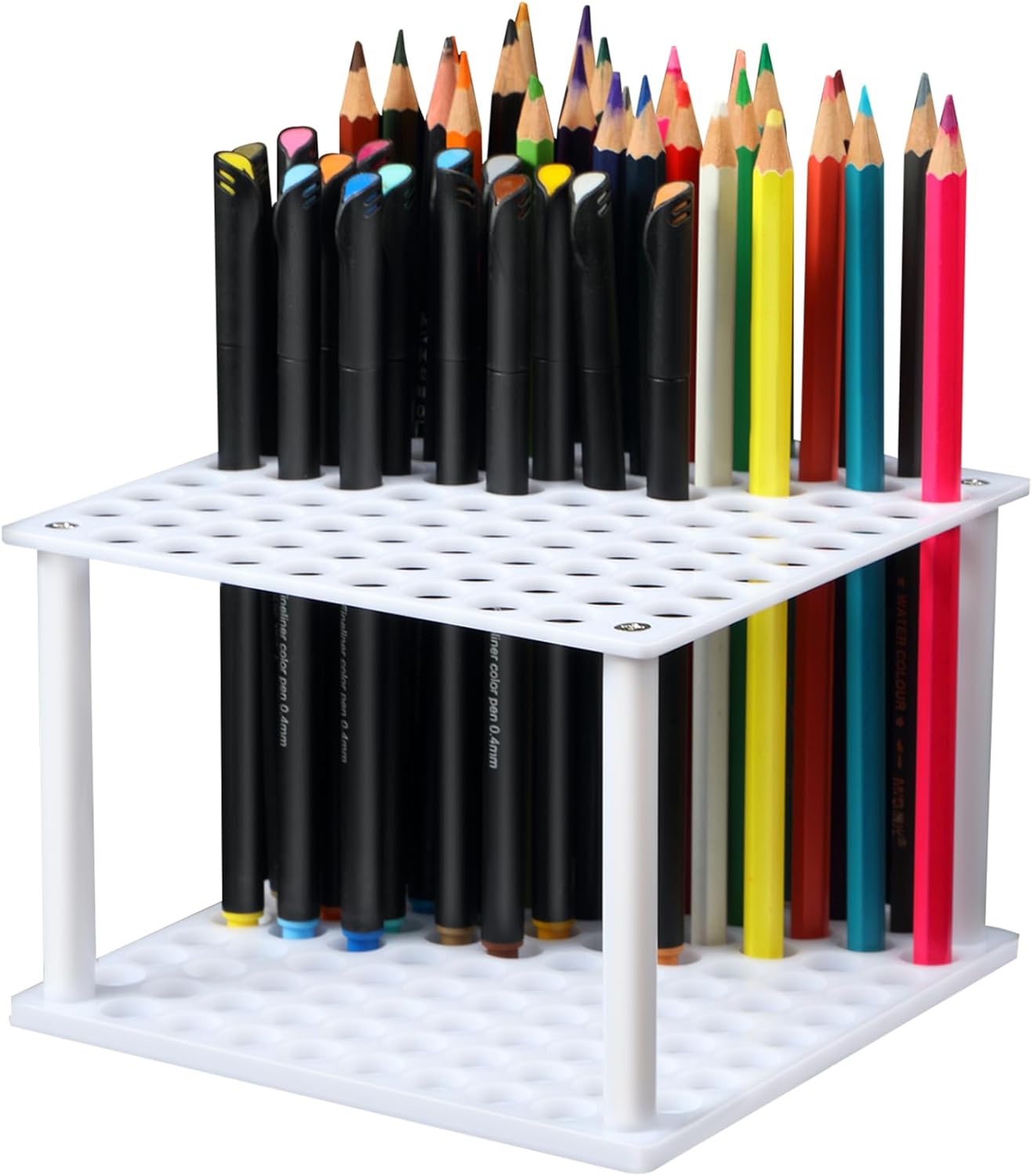 Outus 96 Holes Pencil Brush Holder Acrylic Paintbrush Holders Desk Organizer Stand Holder for Pencil Pen Paint Brushes Modeling Tool Office Art Supplies(Clear)