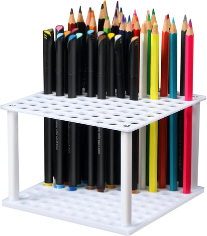 Outus 96 Holes Pencil Brush Holder Acrylic Paintbrush Holders Desk Organizer Stand Holder for Pencil Pen Paint Brushes Modeling Tool Office Art Supplies(Clear)