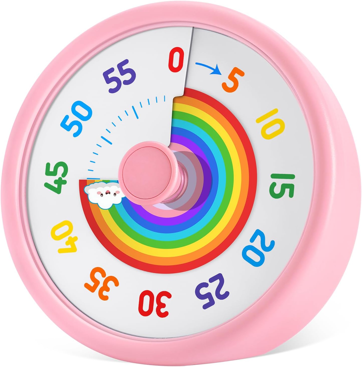 HIPPIH Visual Timer for Kids, 60 Minute Countdown Timers for Classroom Kitchen Office, Rainbow Disk Desk Timer Clock with Silent Operation, Pomodoro Timer Time Management Tools for Toddler ADHD Blue