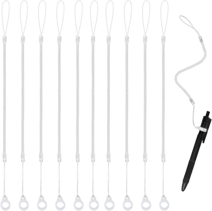 10pcs Pen Lanyards, Elastic Lanyard Tether with Silicone Rings Retractable Stylus Tether Clipboard Pen Strap Tablet Holder Anti-Lose Leash for Tethering Stylus to Touchscreen