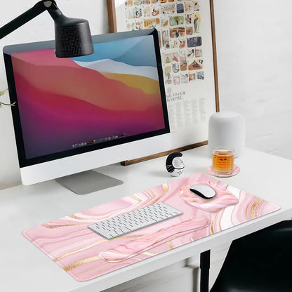WB WEIRDBEAST Keyboard Wrist Rest Large Mouse Pad Wrist Support for Computer, 4 in 1 Memory Foam Keyboard Pad Desk Mat Ergonomic Hand Rest Wrist Cushion for Home Office Gaming-Pink