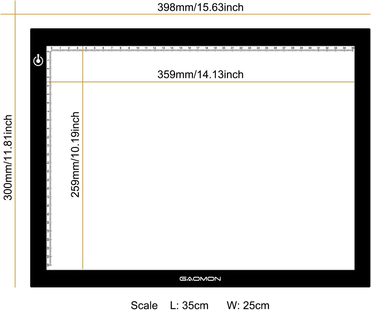 GAOMON B4 Size LED Light Box 5 Millimeters Ultrathin Light Pad USB Art Tracing Board for Sketch Copy and Handwork - GB4