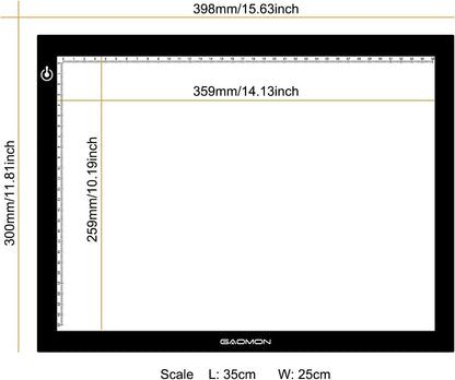 GAOMON B4 Size LED Light Box 5 Millimeters Ultrathin Light Pad USB Art Tracing Board for Sketch Copy and Handwork - GB4
