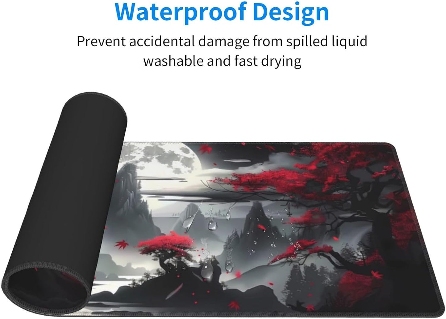 Japanese Mouse Pad, Large Japanese Desk Mat, XL Anime Gaming Keyboard Mat, Non-Slip Rubber Base, Big Extended Desk Protector for Home Office, 31.5”x11.8”