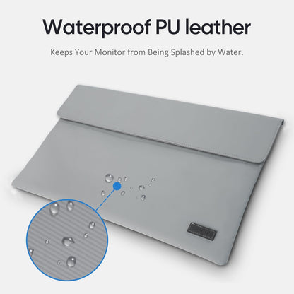ARZOPA 16.1" Portable Monitor Sleeve Bag, PU Leather Case for Travel Monitor Laptop, Grey