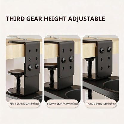 No Drill Desk Cup Holder Clamp, 360° Rotating Anti-Spill Table Cup Holder, Adjustable Clip on Cup Holder for Gaming Desk, Gamer Gift, Drink Holder for Coffee Cup, Office Accessories (Sleek)