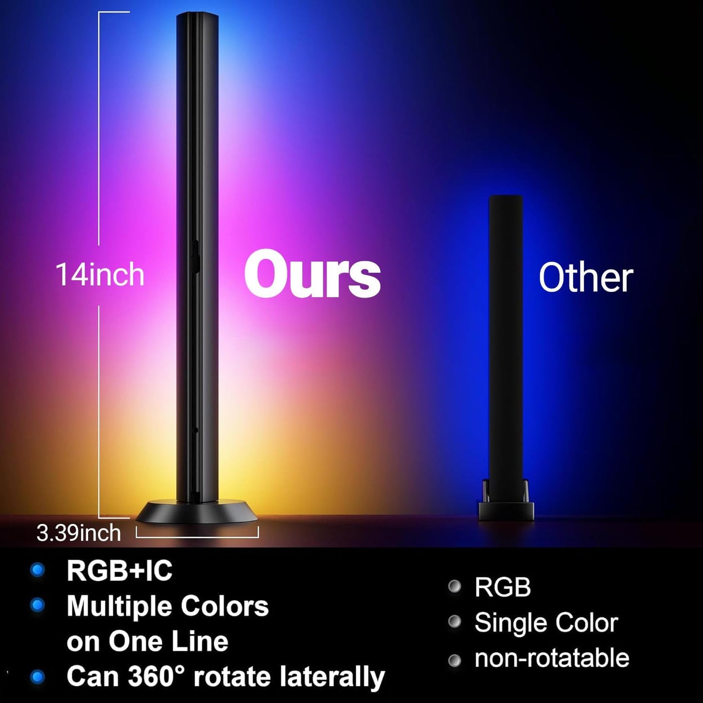 DAYBETTER Smart LED Light Bars, RGB Light Bar, 14 Inches TV Backlights with Scene and Music Modes, Smart Light Bars with Multiple Placement Options, Mood Lighting, PC Gaming Light Bar for Room Decor