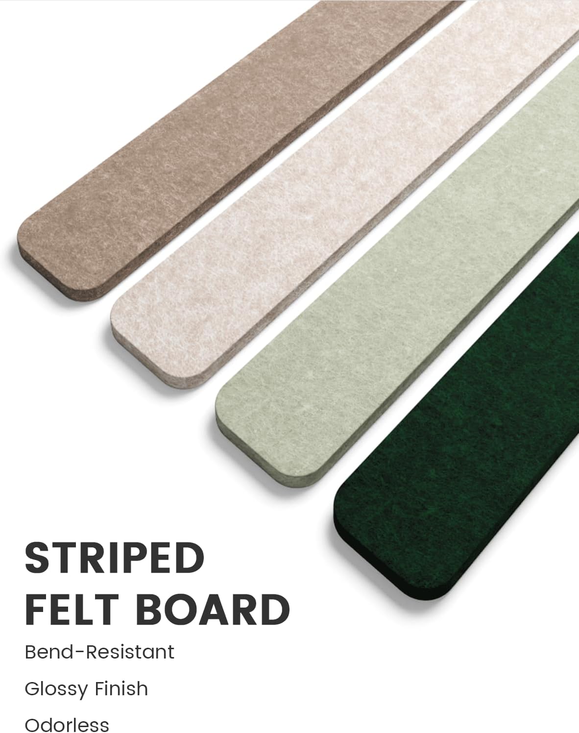 Fluxynara Cork Board Alternative Felt Strip Board 8-Pack 13"x2", Office Pin Board with 50 Push Pins, Adhesive Install for Bedroom Door & Home Office(Linen Dusk)