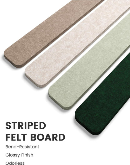 Fluxynara Cork Board Alternative Felt Strip Board 8-Pack 13"x2", Office Pin Board with 50 Push Pins, Adhesive Install for Bedroom Door & Home Office(Linen Dusk)