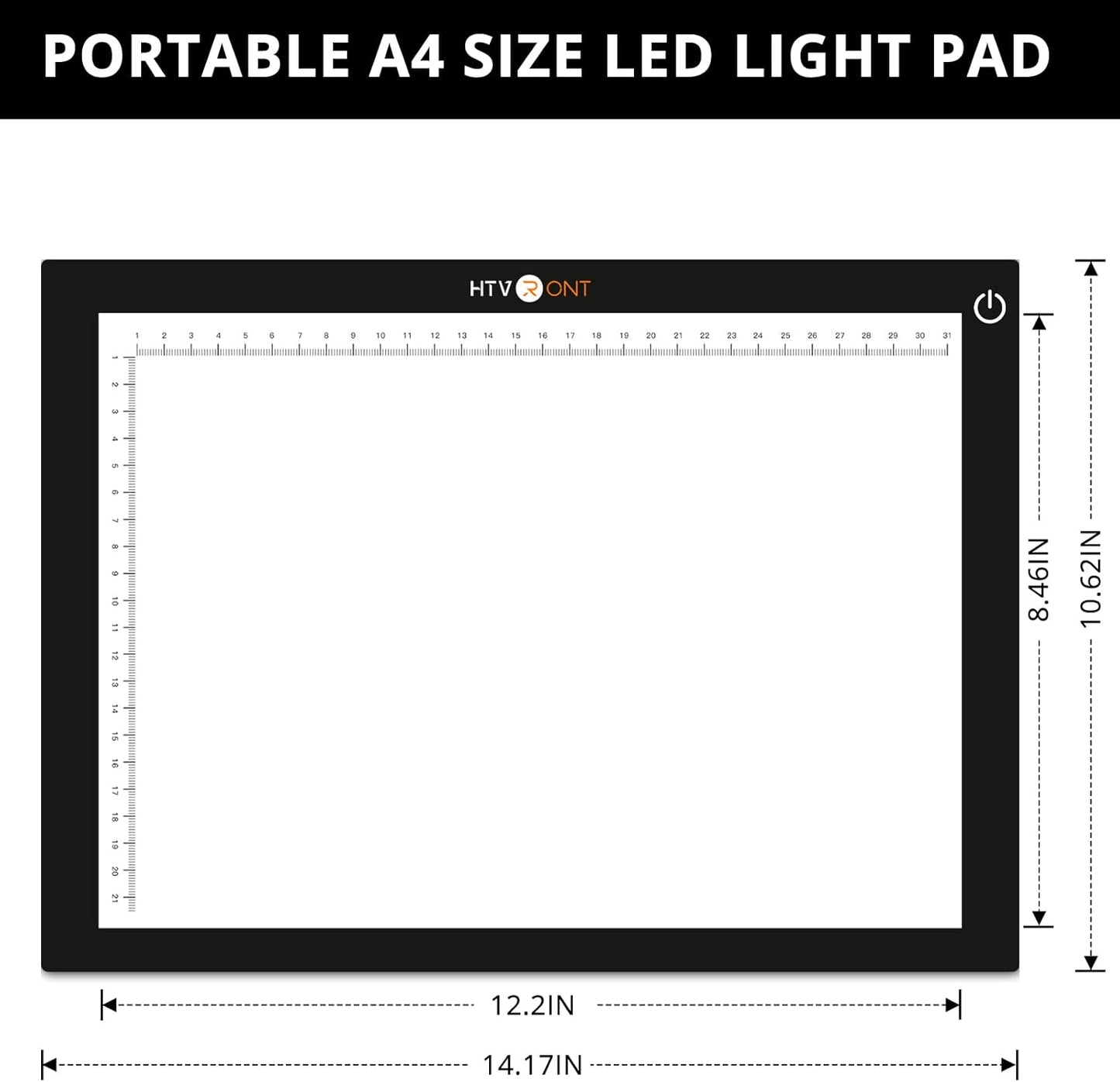 HTVRONT Portable A4 Led Bright Light Pad, Ultra-Thin & Adjustable Luminosity Light Board, USB Powered Black Light Box for Tracing, Weeding Vinyl, Weeding Tool, Diamond Painting, Sketching