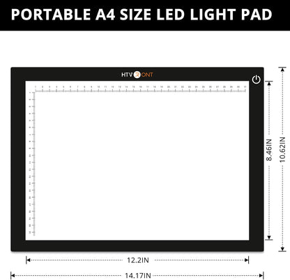 HTVRONT Portable A4 Led Bright Light Pad, Ultra-Thin & Adjustable Luminosity Light Board, USB Powered Black Light Box for Tracing, Weeding Vinyl, Weeding Tool, Diamond Painting, Sketching