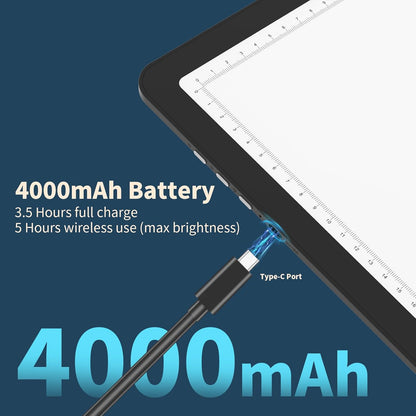 YINGWOND Rechargeable A4 Light Box for Tracing,Ultra-Thin 9000LUX Super Bright Wireless Light Pad with Adjustable Brightness Color,13.9x10 in Light Board for Diamond Painting Drawing Sketching