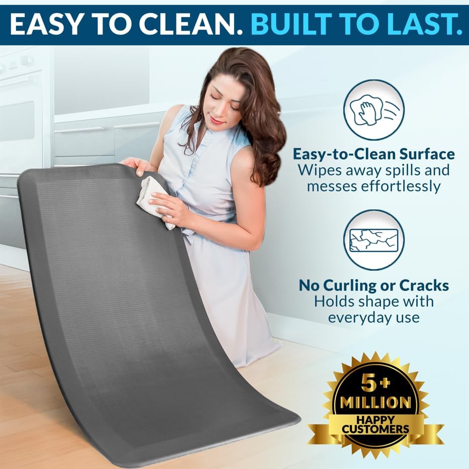 ComfiLife Anti Fatigue Floor Mat – 3/4 Inch Thick Kitchen Mats for Floor, Standing Desk Mat, Kitchen Rug – Comfort at Home, Office – Durable – Stain Resistant – Non-Slip Bottom (20" x 32", Black)