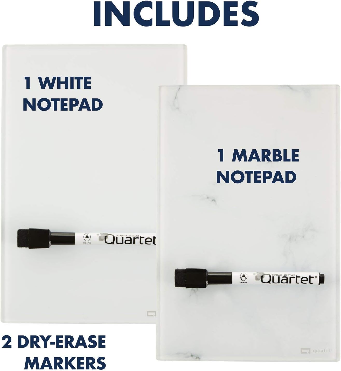 Quartet Glass Desktop Notepad, 9" x 6", Whiteboard, Dry Erase Surface, Dot/White, 2 Pack (GDP96D)
