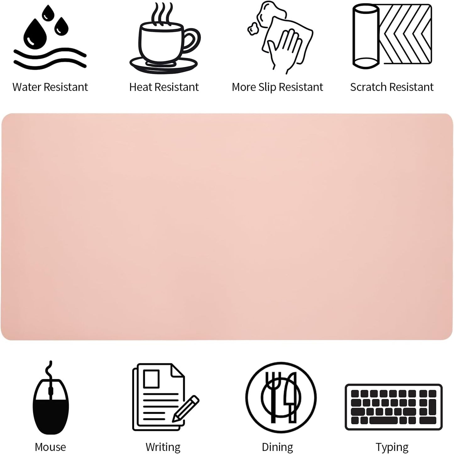 Bloss Leather Desk Pad and Keyboard Wrist Rest, Large Mouse Pad + Keyboard Pad+Mouse Wrist Support, Non-Slip Desk Mat Protector for Office, Home(31.5×15.7 Inches,Beige) - Colors A