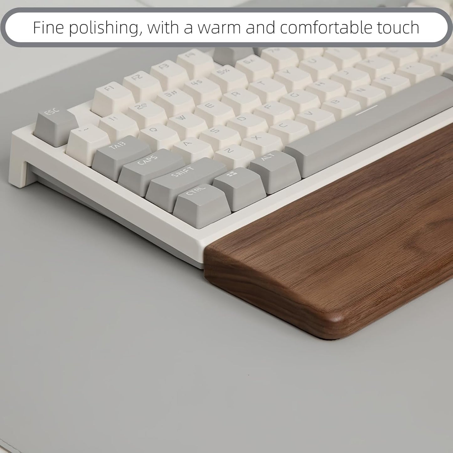 Walnut Wood Keyboard Wrist pad - Ergonomic Design for Wrist Fatigue Relief, Compatible with Most Keyboards & Laptops, Anti-Slip Base for Programmers & Gamers (Walnut Wood, 87 Key)