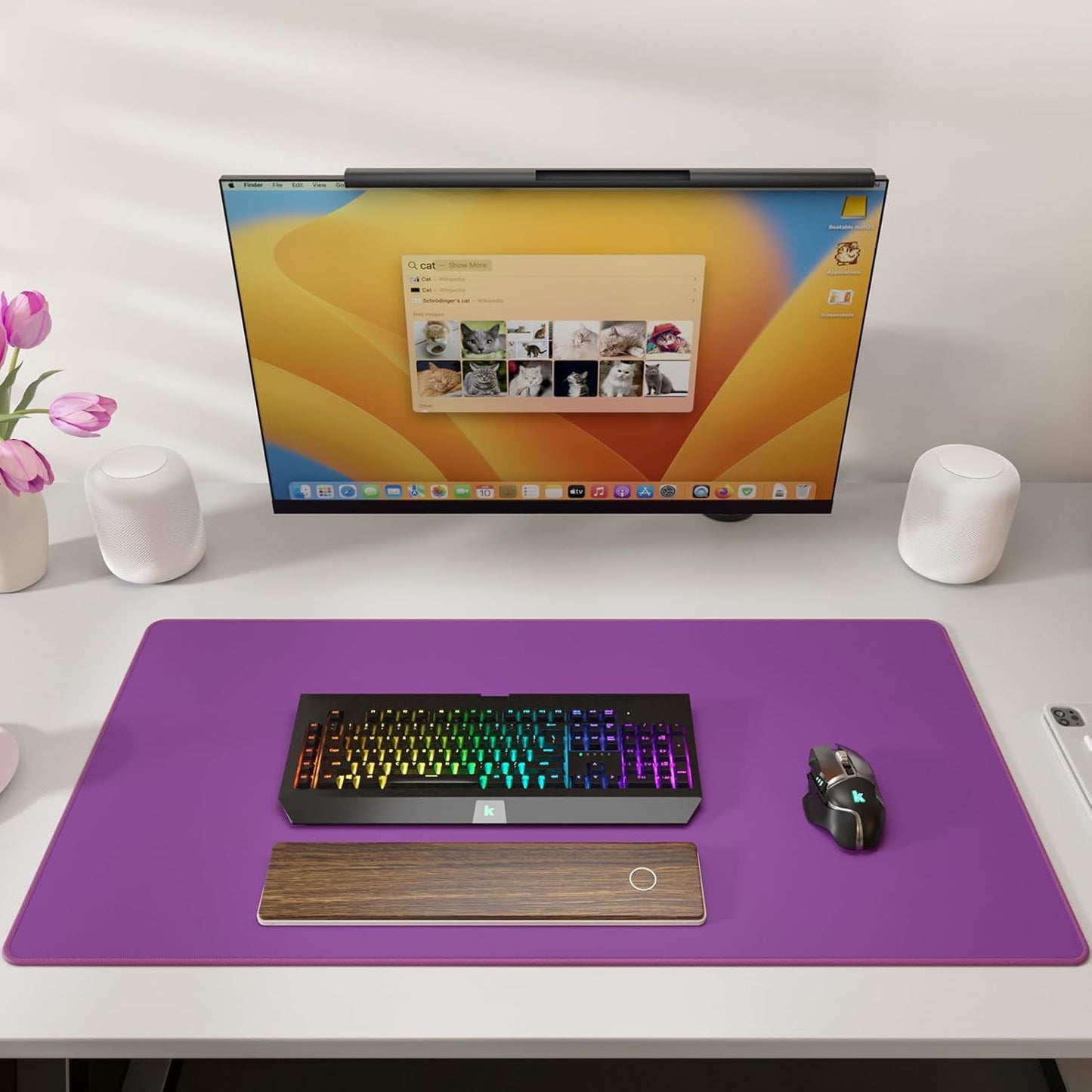 KTRIO Large Gaming Mouse Pad Desk Mat, Superior Micro-Weave Cloth for Precise Mouse Control, Non-Slip Rubber Base, Stitched Edges, Water-Resistant, for Gamer, Office & Home, 31.5" x 11.8" inches