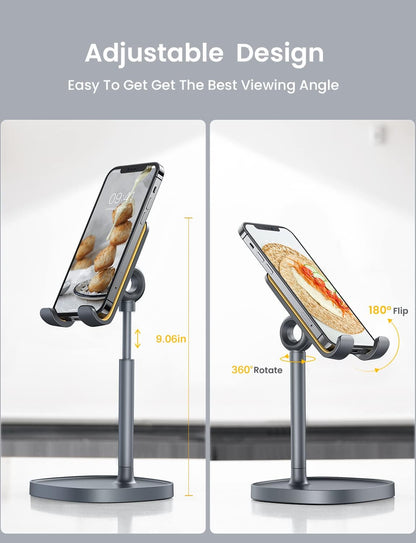 LISEN Cell Phone Stand Phone Holder for Desk Office Decor, Office Desk Accessories Women PC Gaming Essentials iPhone Stand Gadgets Men Gift for Father Fit OtterBox Case Switch iPad Air Tablet 4-10 in