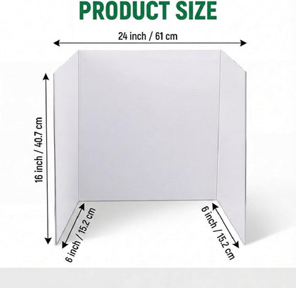 Trifold Poster Board, 24" x 16", 6-Pack, White Corrugated Project Boards for Science Fairs, School Projects, Event Displays, Business Presentations, Easy to Fold & Reusable