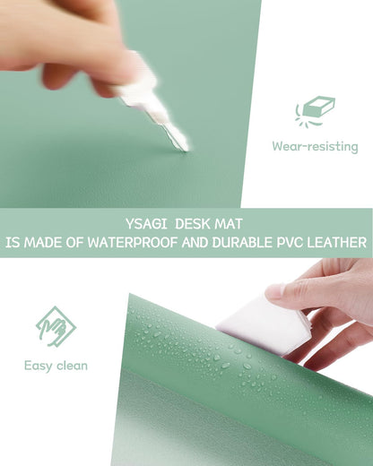 YSAGi Non-Slip Leather Desk Pad, Waterproof Laptop Computer Desk Keyboard Mat, Table Protector Blotter Mat, Large Mouse Pad for Office/Work/Home/Decor(Black, 31.5" x 15.7")