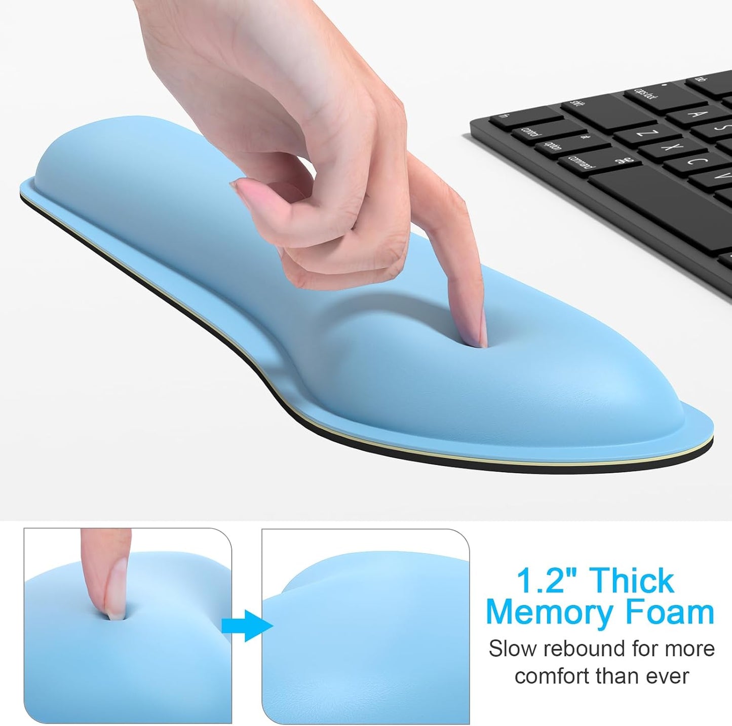 Dapesuom Mouse Wrist Rest, Ergonomic Memory Foam Mouse Wrist for Computer Desk Mats Support, PU Leather Hand Rest Pad Cushion for Gaming, Laptop, Men, Women, Pain Relief & Easy Typing, Black