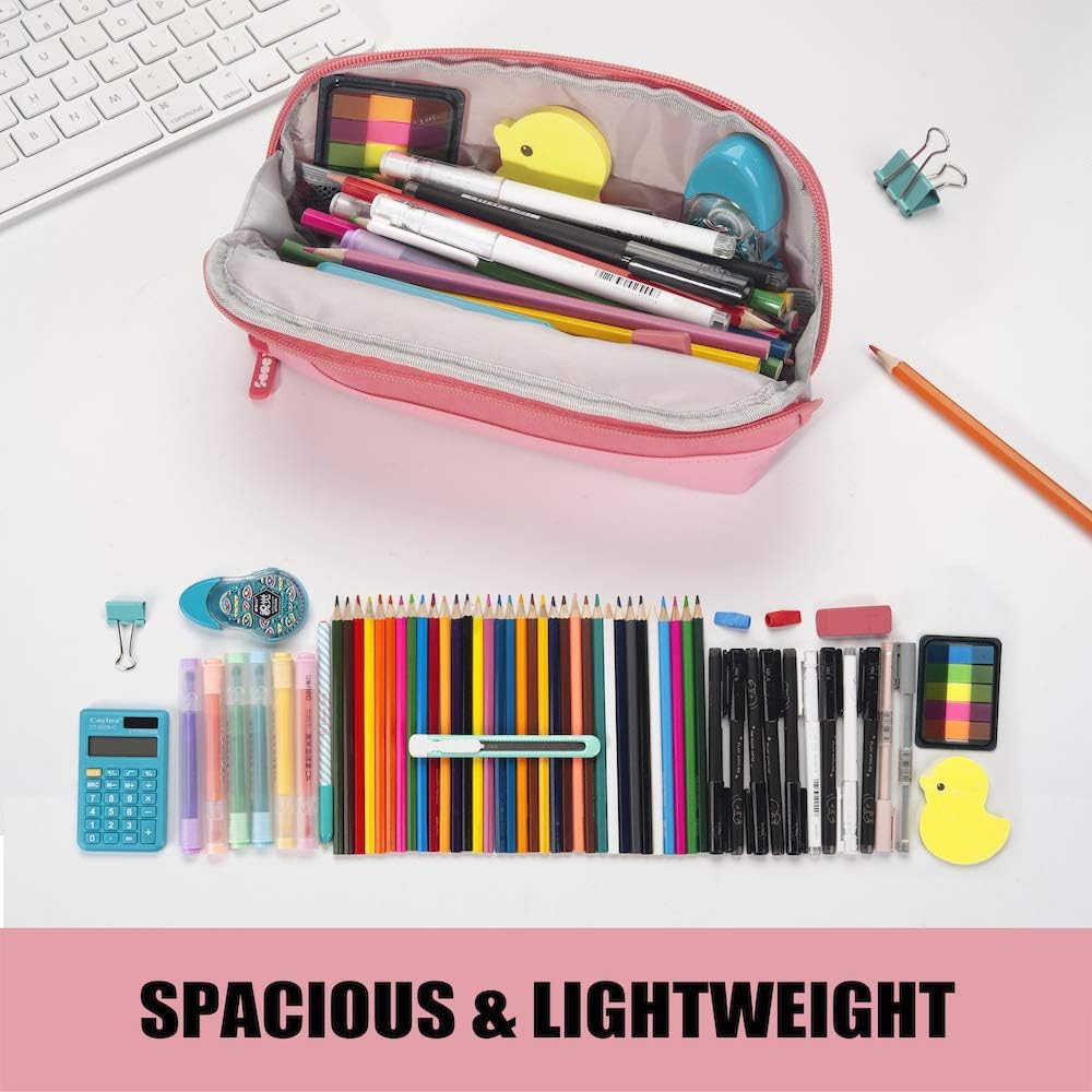 Sooez Wide-Opening Pencil Pen Case, Lightweight & Spacious Pencil Bag Pouch Box Organizer, Aesthetic Supply with Triangular Design for Adults, Grey
