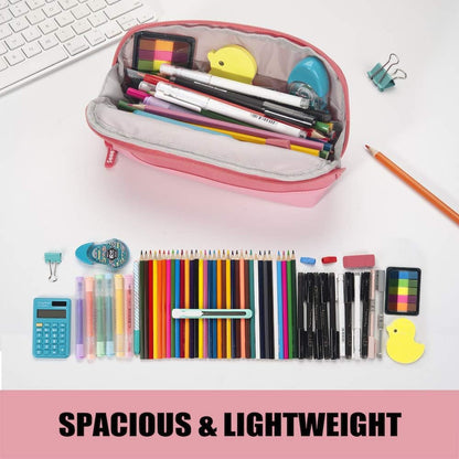 Sooez Wide-Opening Pencil Pen Case, Lightweight & Spacious Pencil Bag Pouch Box Organizer, Aesthetic Supply with Triangular Design for Adults, Grey
