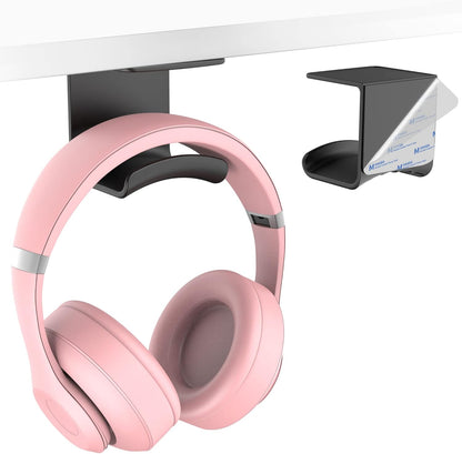 HomeMount Under Desk Headphone Hook - Adhesive Headphone Stand Hanger for Desk - White