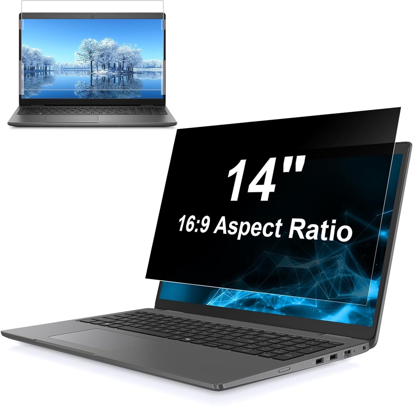 13.3 Inch 16:9 Laptop Privacy Screen Filter, Computer Monitor Privacy Shield, Anti Scratch Anti Spy Anti Glare Blue Light Screen Protector