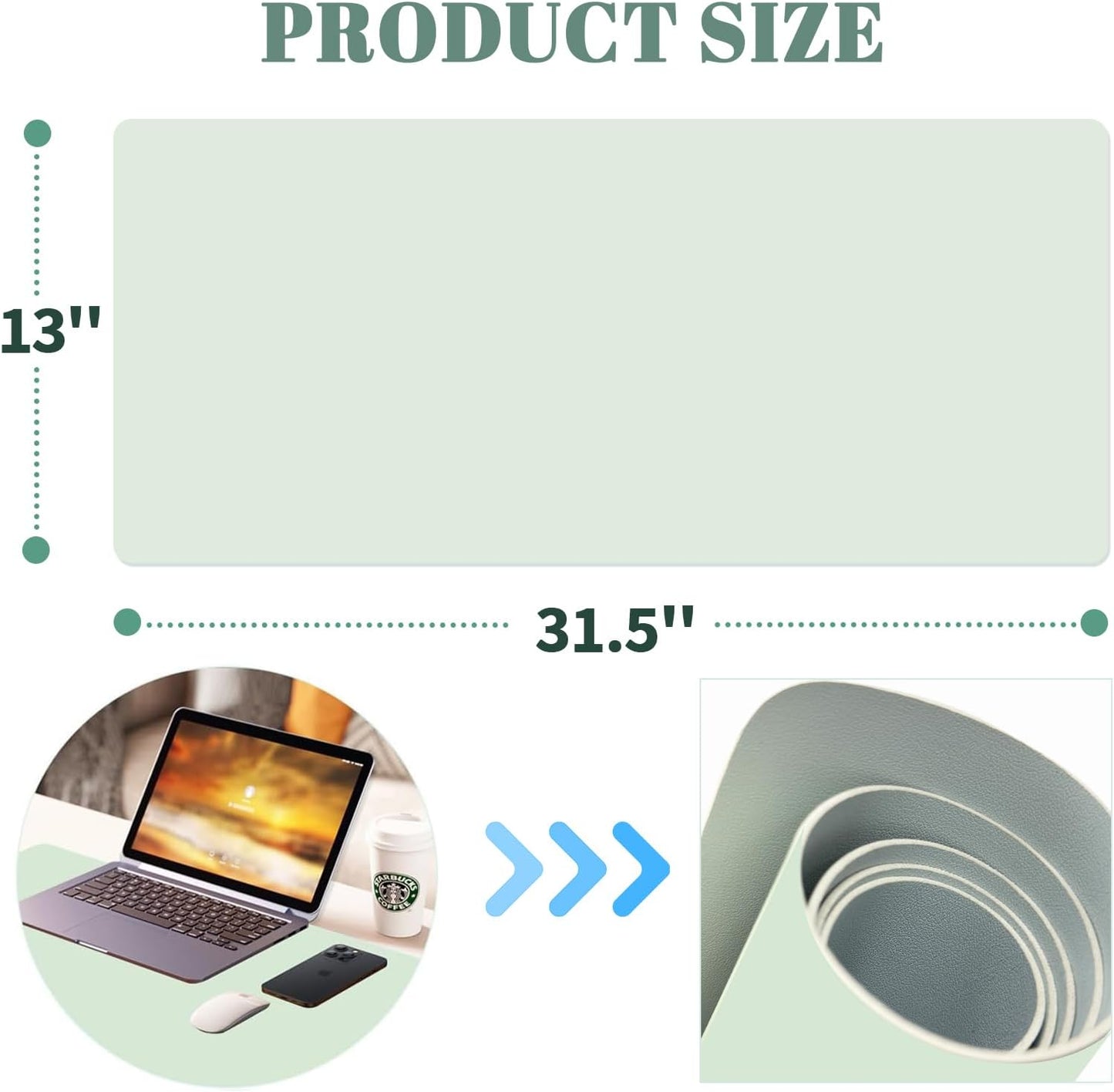 Dry Erase Desk Mat, Waterproof Desk Pad, Erasable Writing White Board for Making Plans, Non-Slip Large Desktop Protector for Office, Home, School 31"x13" (Blue)
