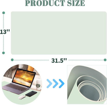Dry Erase Desk Mat, Waterproof Desk Pad, Erasable Writing White Board for Making Plans, Non-Slip Large Desktop Protector for Office, Home, School 31"x13" (Blue)