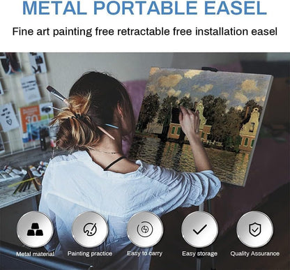 Art Easel Stand for Painting and Sign - RRFTOK 17 to 66 Inch Adjustable Aluminum Tripod Easels for Display, Portable Canvas and Poster Stand with Carry Bag for Beginners, Students and Classroom Use