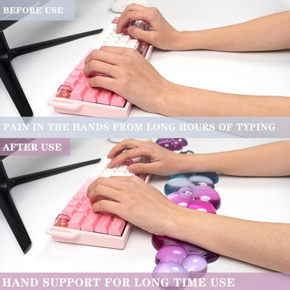 Clear Gel Wrist Rest for Keyboard and Mouse, Green Silicone Mouse Wrist Rest Set, Cute Ergonomic Wrist Rest for Keyboard 60%/75%(Green)