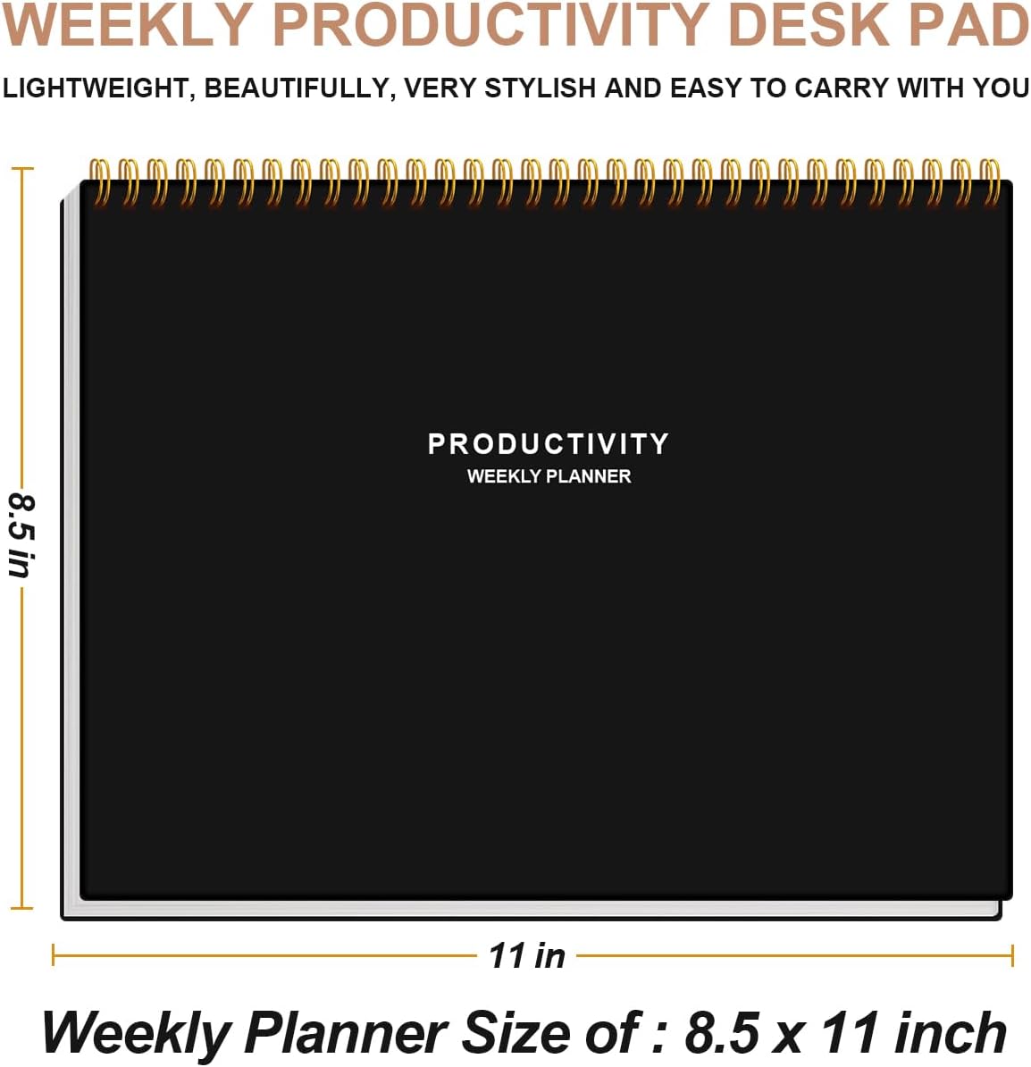 Weekly Productivity Planner - 8.5" x 11" Dashboard Desk Notepad Has 6 Focus Areas to List Tasks for Goals, Projects, Clients, Academic or Meal-Organize Your Daily Work Efficiently, 54 Weeks, Green
