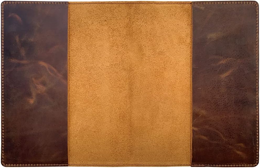 Fan&Ran Genuine Leather Journal Cover for Field Notes Notebooks, Moleskine Cahier Journal Pocket 3.5 x 5.5 Inches, Bourbon Brown