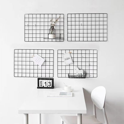 4 Pieces Mounted Photo Grid Wall Grid Decorative Panels(black11.8 x15.7) for Living Room, Bedroom, Office, Study, Etc. Photo Memo Display Grid Panels
