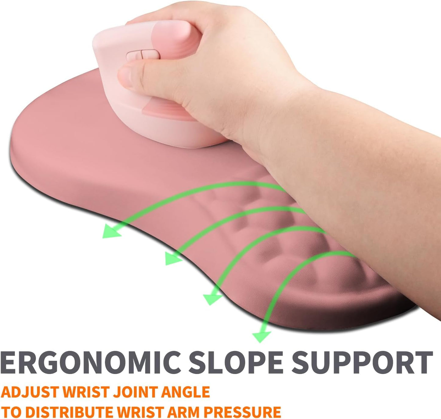 Ergonomic Joint Wrist Support Mouse Pad with Memory Foam Cushion Massage Bump, Carpal Tunnel Pain Relief Mousepad Slope Design for Wrist Rest, 11.8x7.9 in, Black