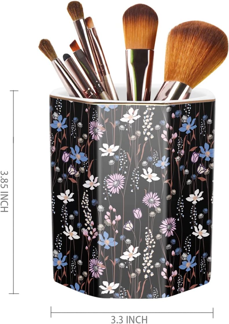 Pen Holder, Pencil Holder for Desk, Marble Desk Organizer Cute, Durable Ceramic Pencil Cup, Decorative Makeup Brush Holder Cup, Stationery Holder for Office, Home, Gray Marble