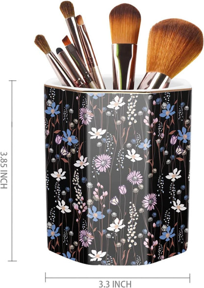 Pen Holder, Pencil Holder for Desk, Marble Desk Organizer Cute, Durable Ceramic Pencil Cup, Decorative Makeup Brush Holder Cup, Stationery Holder for Office, Home, Gray Marble