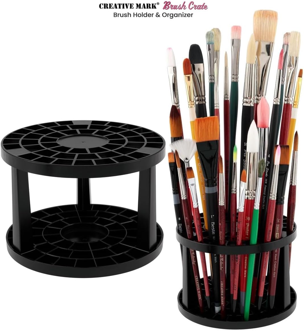 Creative Mark Brush Crate - Brush Storage Holder for Artists, Drying & More! - Black