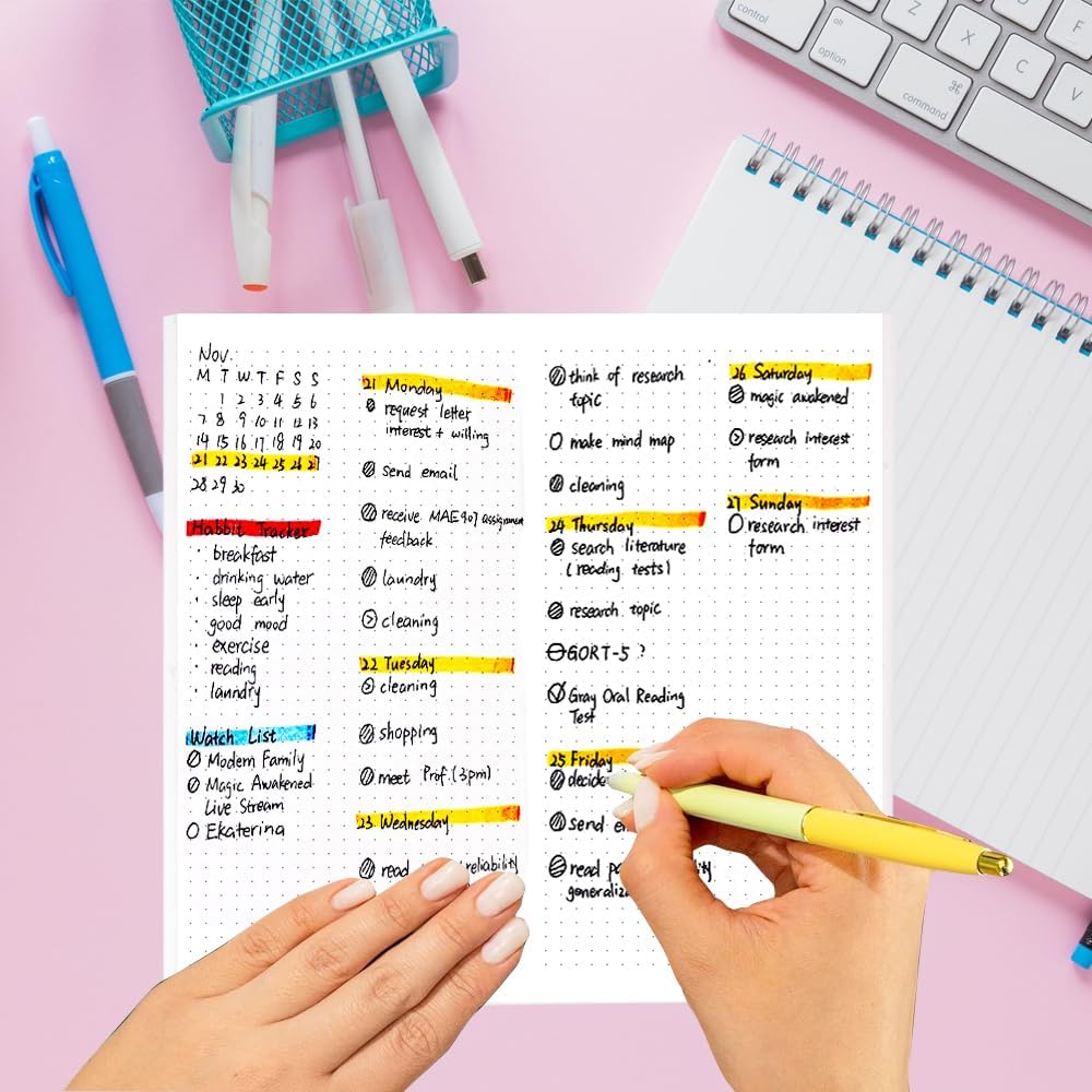 qianshan Travelers Notebook Inserts with PVC Sleeve,Undated Weekly Planner,Weekly To Do List Notepad,TN Journal,30 Sheets,8.5" x 4.7",Pocket Travelers Notebook for Journals,Diaries,Planners,Pink Cat
