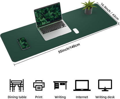 AFIING Large Desk Mat 47" x 17", Dual-Sided Natural Cork & PU Leather Desk Pad, Non-Slip Waterproof Mouse Pad for Office, Home & Gaming, Black