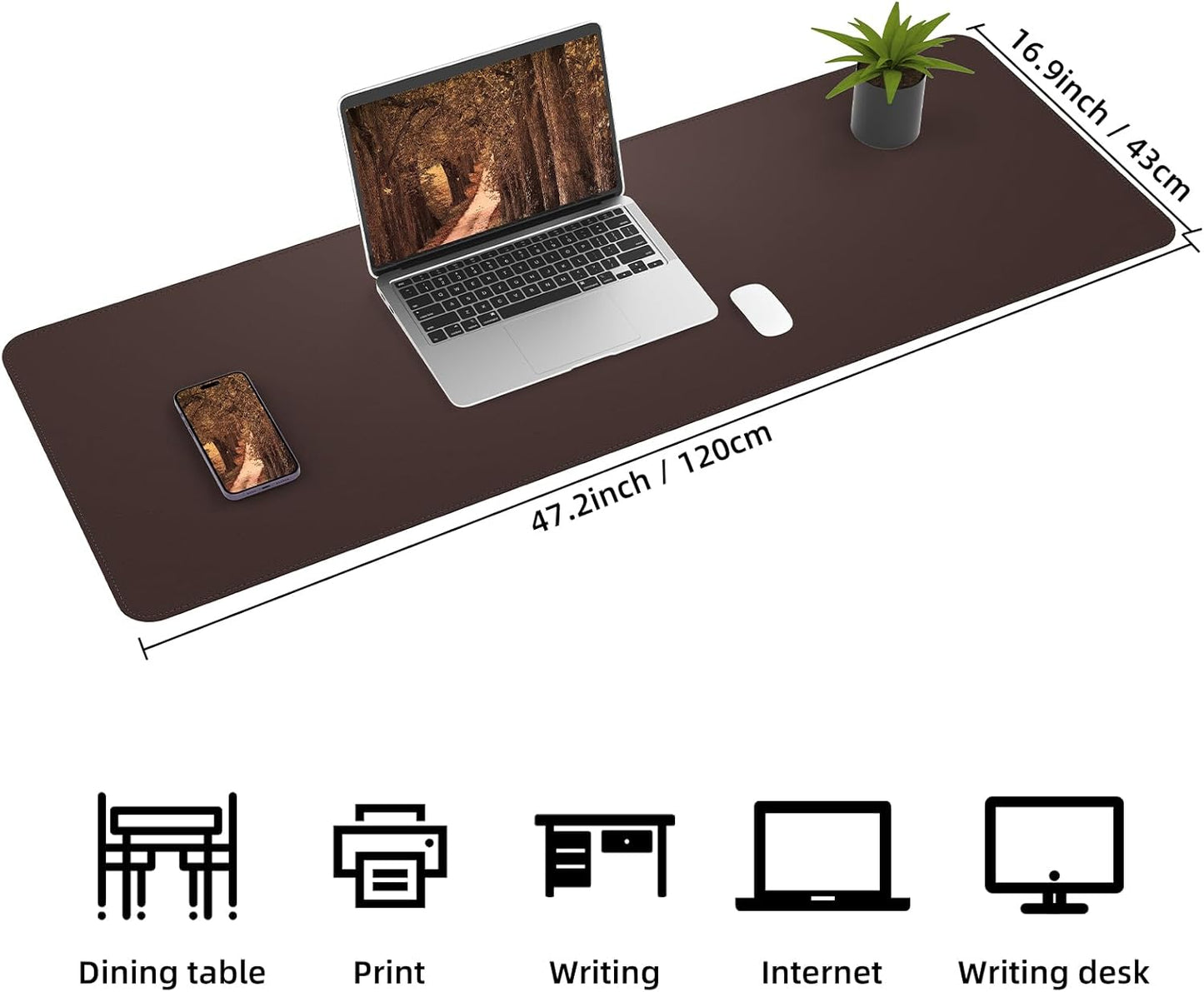 AFIING Large Desk Mat 47" x 17", Dual-Sided Natural Cork & PU Leather Desk Pad, Non-Slip Waterproof Mouse Pad for Office, Home & Gaming, Black