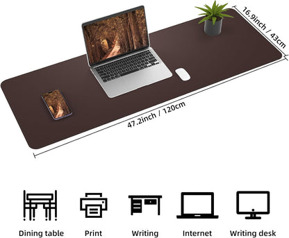 AFIING Large Desk Mat 47" x 17", Dual-Sided Natural Cork & PU Leather Desk Pad, Non-Slip Waterproof Mouse Pad for Office, Home & Gaming, Black