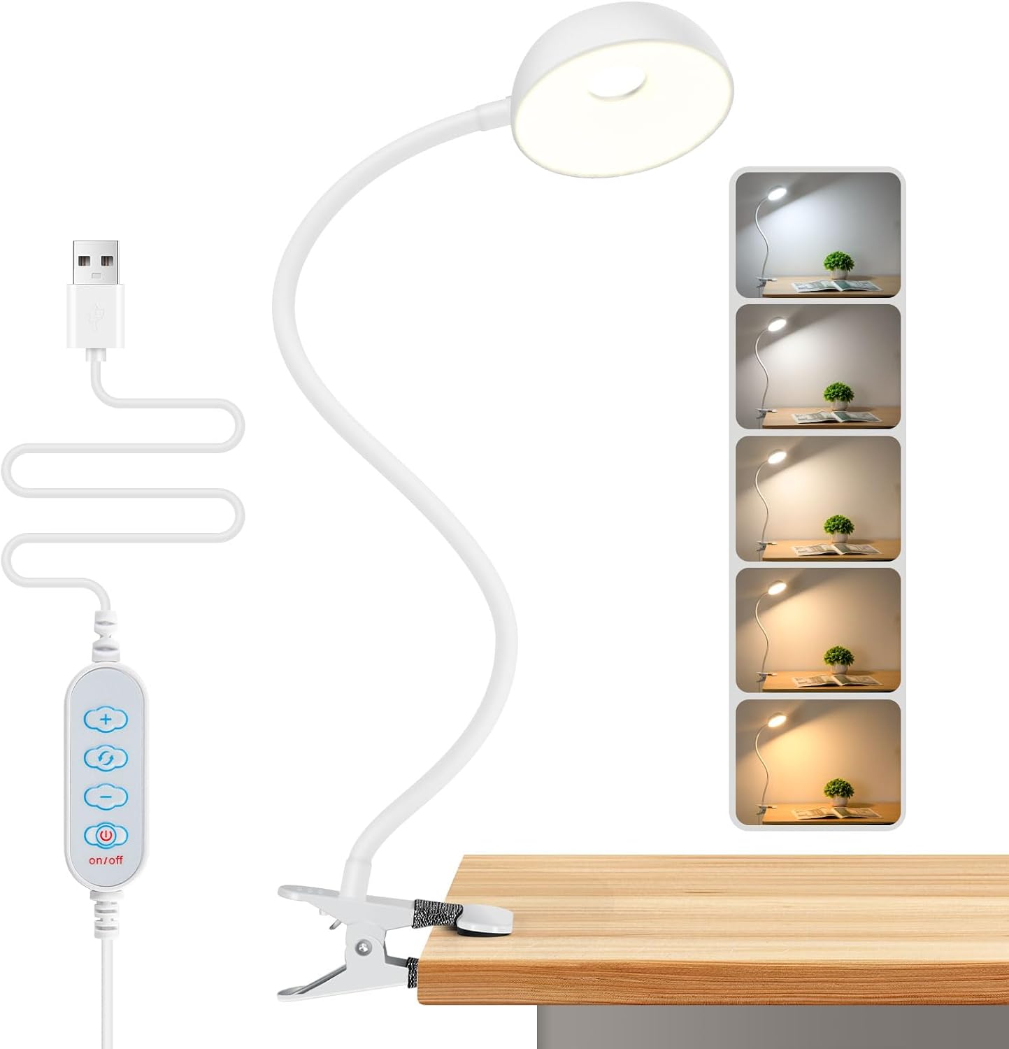 LiFMIRA Reading Light for Beds Headboards, Clip on Light LED Reading Book Light with Clamp Eye-Friendly Desk Lamp 3 Color Modes & 10 Brightness Flexible Reading Lights for Books in Bed Bedside Black