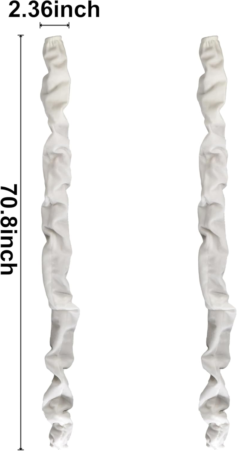 Chandelier Fabric Cord Cover 1 Pack White Chain Cover 70.8 inches Brushed Polyester Fabric Chain Sleeve for Chandelier Cord Hider Cable Management (None Touch Fasteners)