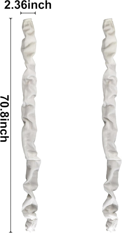 Chandelier Fabric Cord Cover 1 Pack White Chain Cover 70.8 inches Brushed Polyester Fabric Chain Sleeve for Chandelier Cord Hider Cable Management (None Touch Fasteners)