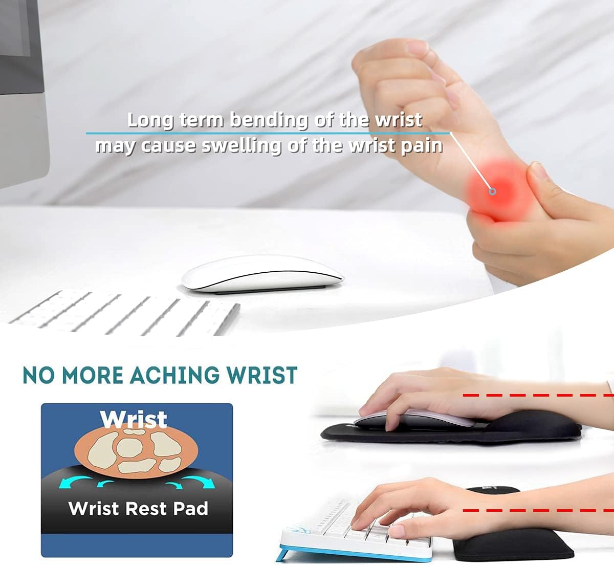 WB WEIRDBEAST Keyboard Wrist Rest Large Mouse Pad Wrist Support for Computer, 4 in 1 Memory Foam Keyboard Pad Desk Mat Ergonomic Hand Rest Wrist Cushion for Home Office Gaming-Pink